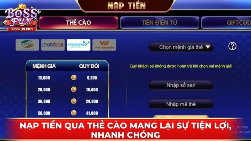 Nạp tiền qua thẻ cào mang lại sự tiện lợi, nhanh chóng Nạp tiền qua thẻ cào mang lại sự tiện lợi, nhanh chóng