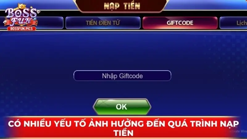 Có nhiều yếu tố ảnh hưởng đến quá trình nạp tiền Có nhiều yếu tố ảnh hưởng đến quá trình nạp tiền